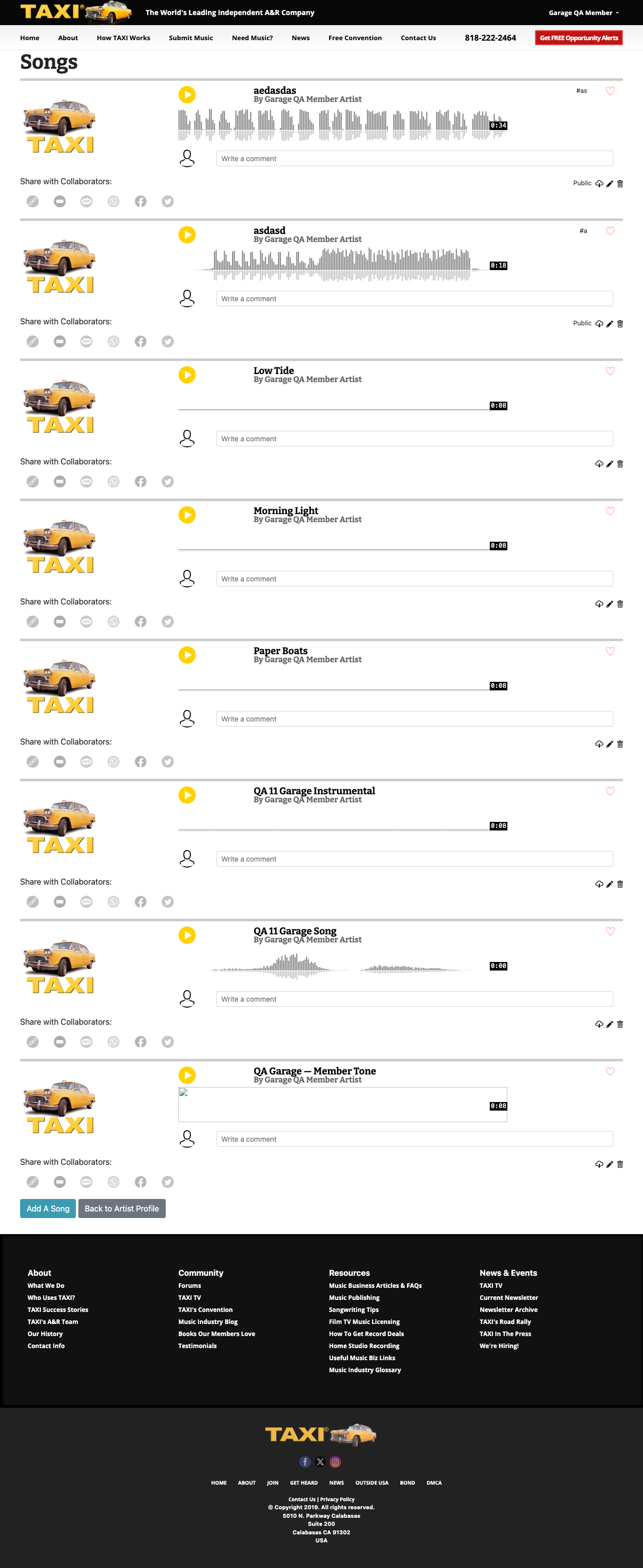 Songs list