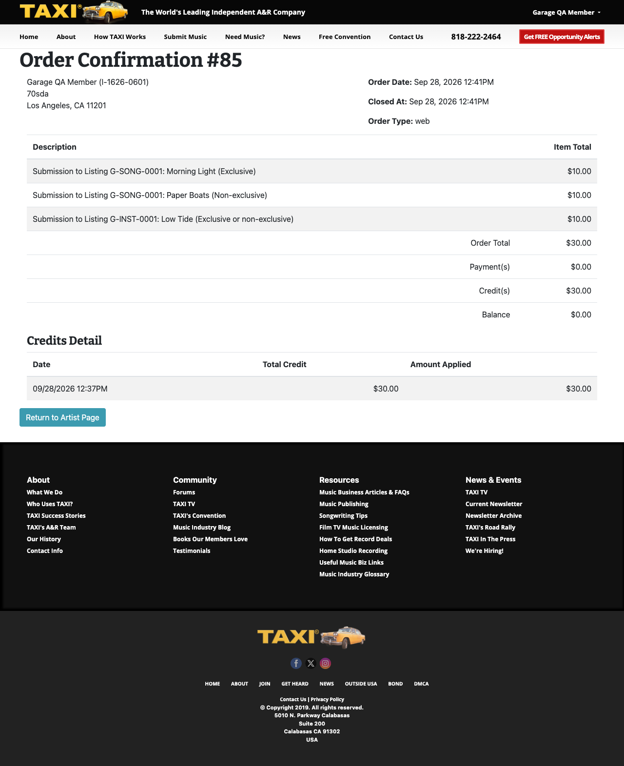 Order confirmation