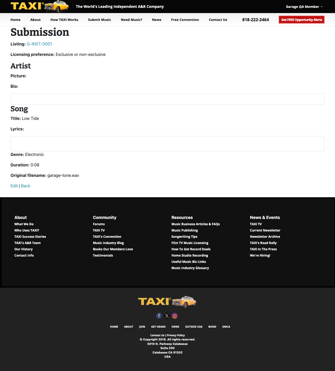 Submission detail instrumental