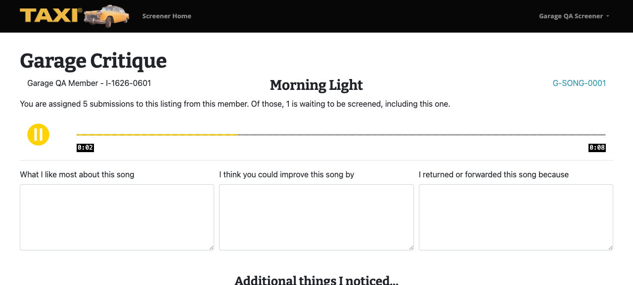 Screener screen page